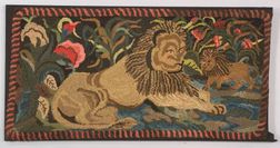 Large Wool and Cotton Figural Hooked Rug